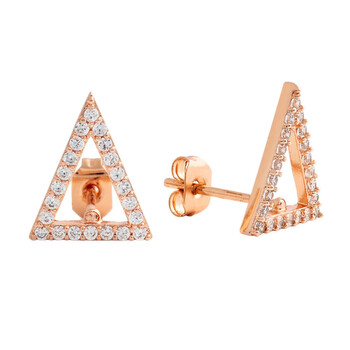 Bông tai Sole Du Soleil Lupine Collection Women'S 18K Rg Plated Open Triangle Stud Fashion Earrings