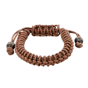 Vòng tay Stephen Webster No Regrets Silver Tipped Woven Leather Brown Bracelet chính hãng