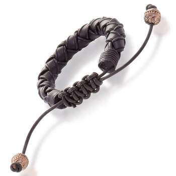 Vòng tay Stephen Webster No Regrets Woven Leather And Rose Gold Tone Silver Bracelet chính hãng
