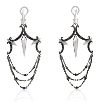 Bông tai Stephen Webster Superstud Baroque Silver And Yellow Gold Black Sapphire Earrings