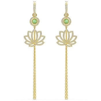 Bông tai Swarovski Gold-Tone Plated Crystal Symbolic Lotus Pierced Earrings Green