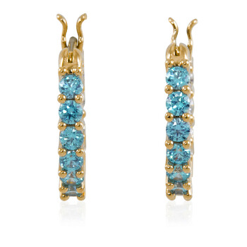 Bông tai Swarovski Gold-Tone Plated Vittore Hoop Pierced Earrings In Aqua