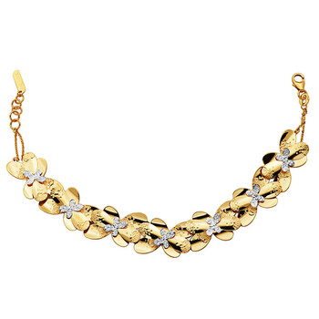 Vòng tay Treesse 10K Yellow Gold With Rhodium Two Tone Floral Inspired Bracelet