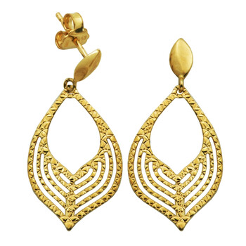 Bông tai Treesse 10K Yellow Gold Teardrop Textured Drop Stud Earrings