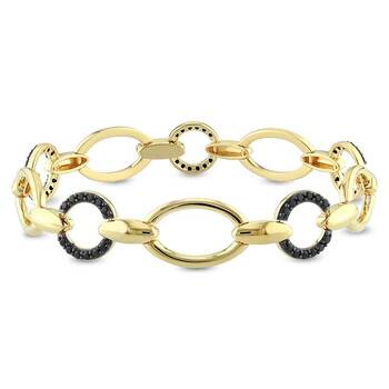 Vòng tay Amour Black Spinel Circle Link Bracelet In 18K Yellow Gold Plated Sterling Silver chính hãng