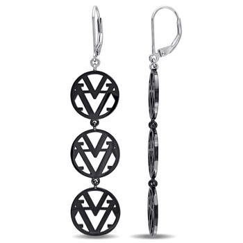 Bông tai Amour Openwork Drop Earrings In Sterling Silver With Black Rhodium